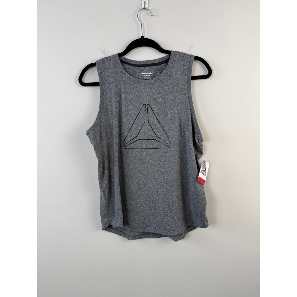 Reebok Evolution Tank Women Medium Black Heather Sleeveless Athletic Gym Top